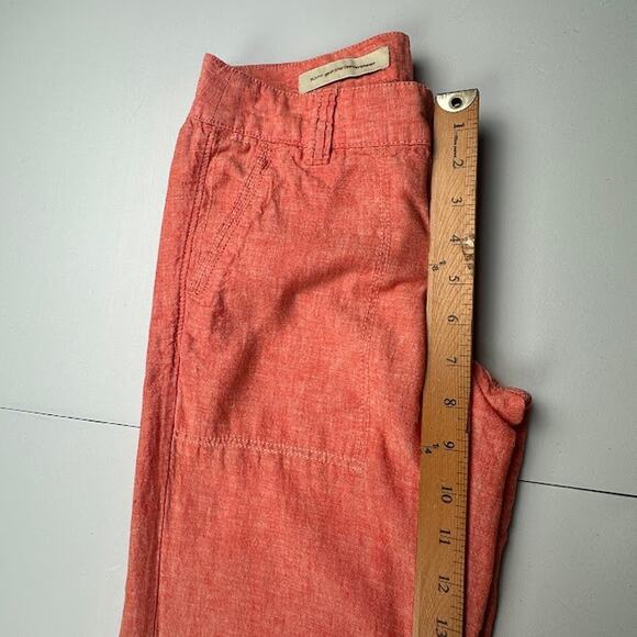 Pilcro Anthropologie Pants Women 0 Pink Linen Wide Leg Pockets Beach Boho Resort - Picture 9 of 12